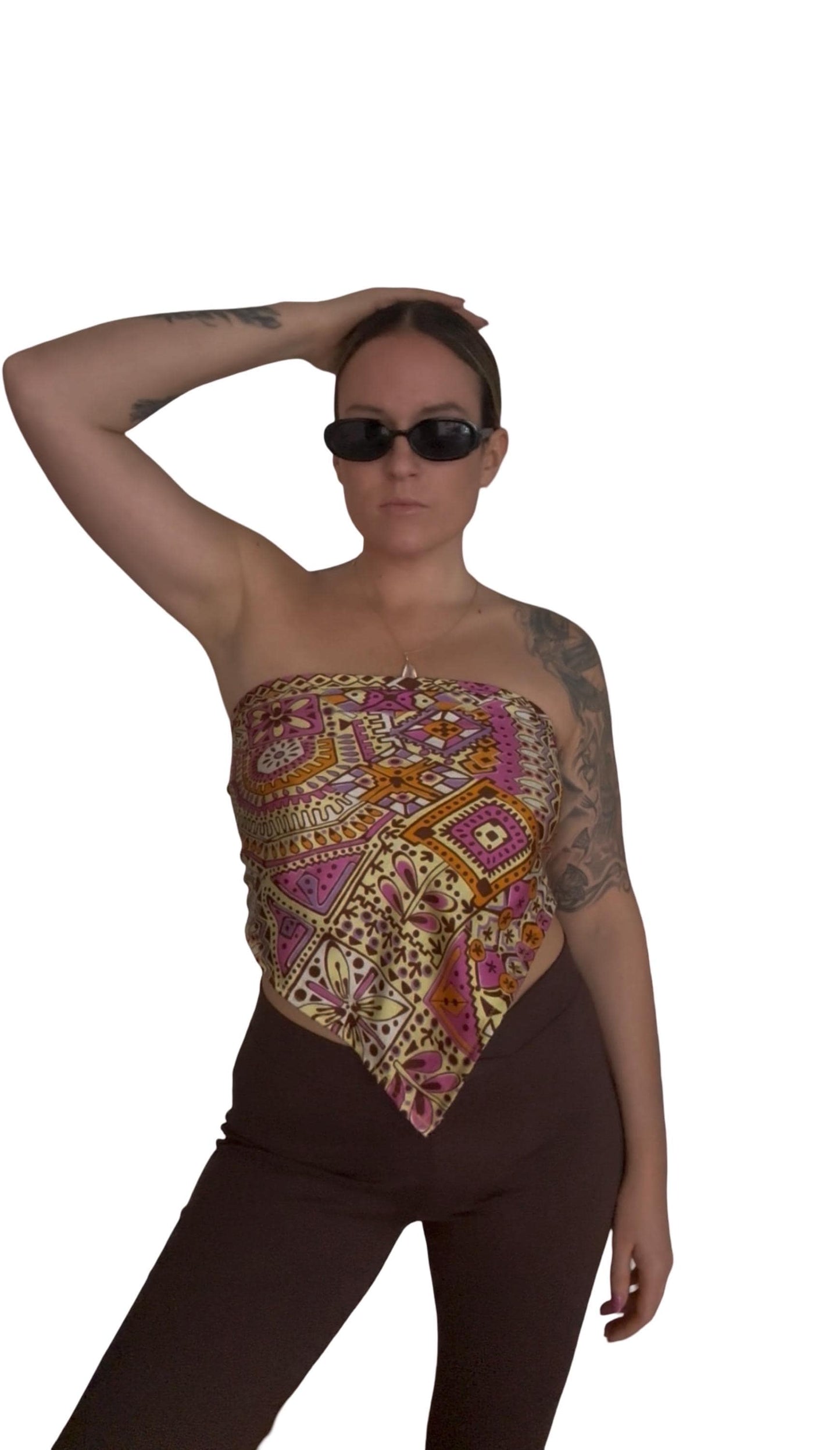 upcycled scarf top, hand sewn