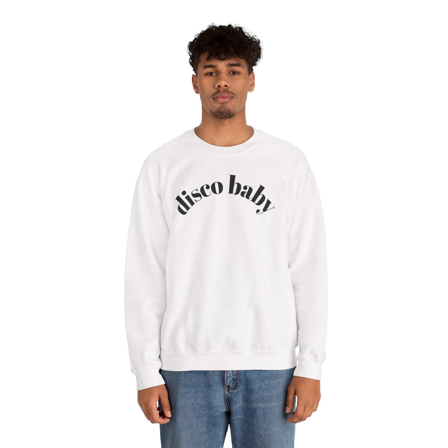 Disco Baby Crewneck Sweatshirt, Unisex Sweatshirt, Retro Apparel, Gift for Music Lovers, Disco Party Wear, Comfortable Fashion