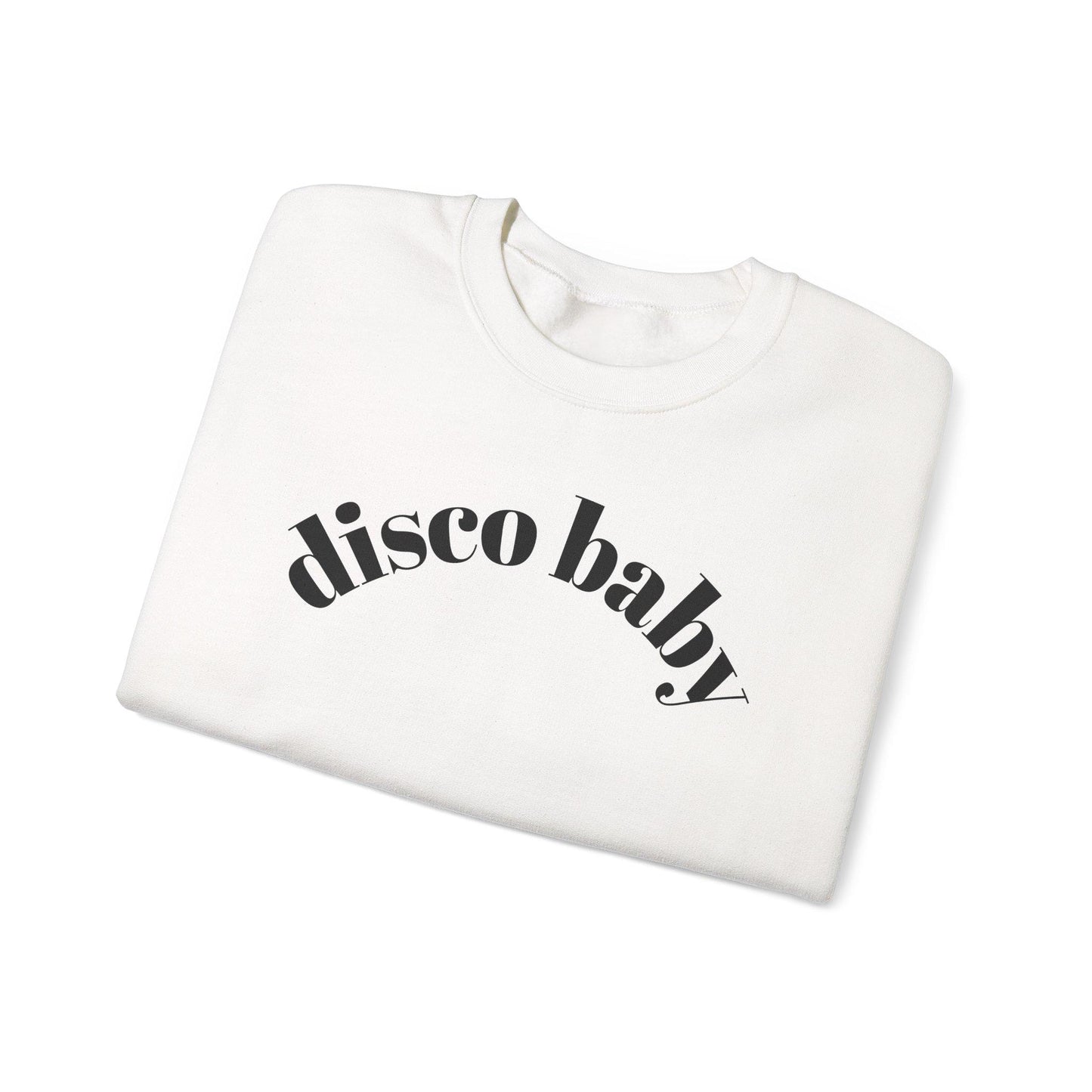 Disco Baby Crewneck Sweatshirt, Unisex Sweatshirt, Retro Apparel, Gift for Music Lovers, Disco Party Wear, Comfortable Fashion