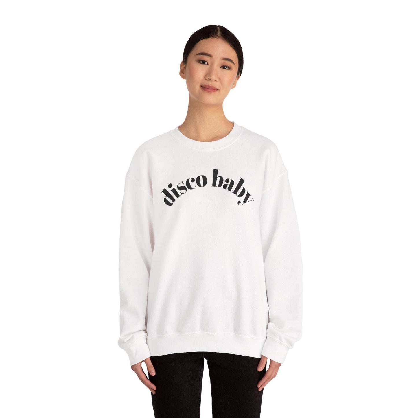 Disco Baby Crewneck Sweatshirt, Unisex Sweatshirt, Retro Apparel, Gift for Music Lovers, Disco Party Wear, Comfortable Fashion