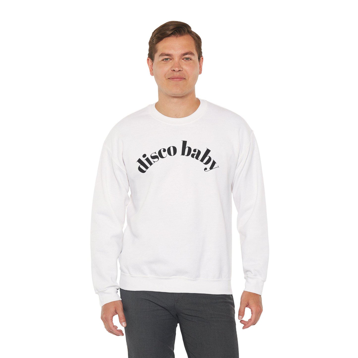Disco Baby Crewneck Sweatshirt, Unisex Sweatshirt, Retro Apparel, Gift for Music Lovers, Disco Party Wear, Comfortable Fashion