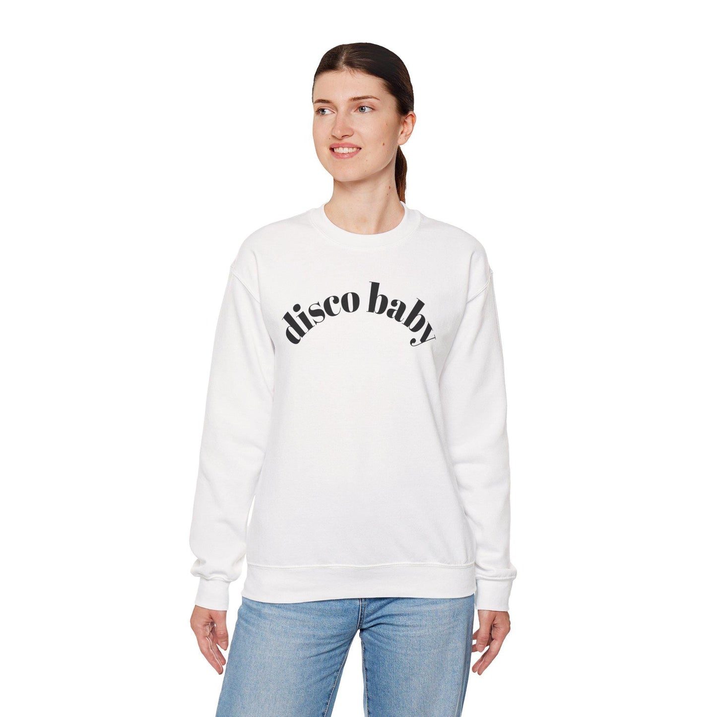 Disco Baby Crewneck Sweatshirt, Unisex Sweatshirt, Retro Apparel, Gift for Music Lovers, Disco Party Wear, Comfortable Fashion