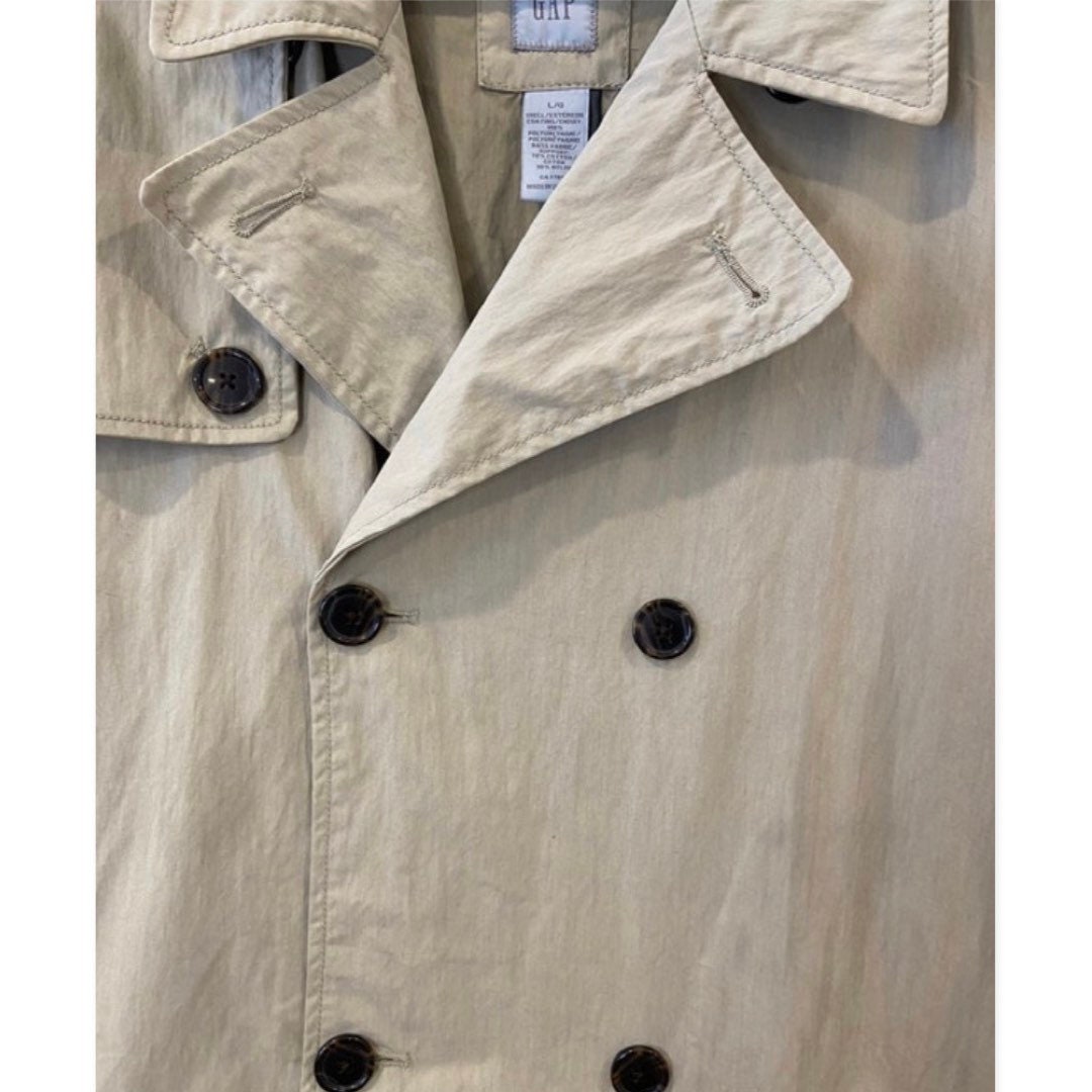 Beige Trench Coat, Jackets and Coats, Gap trench coat, beige long jacket, size Large, Overcoat, Y2K Trench, Grunge Fashion