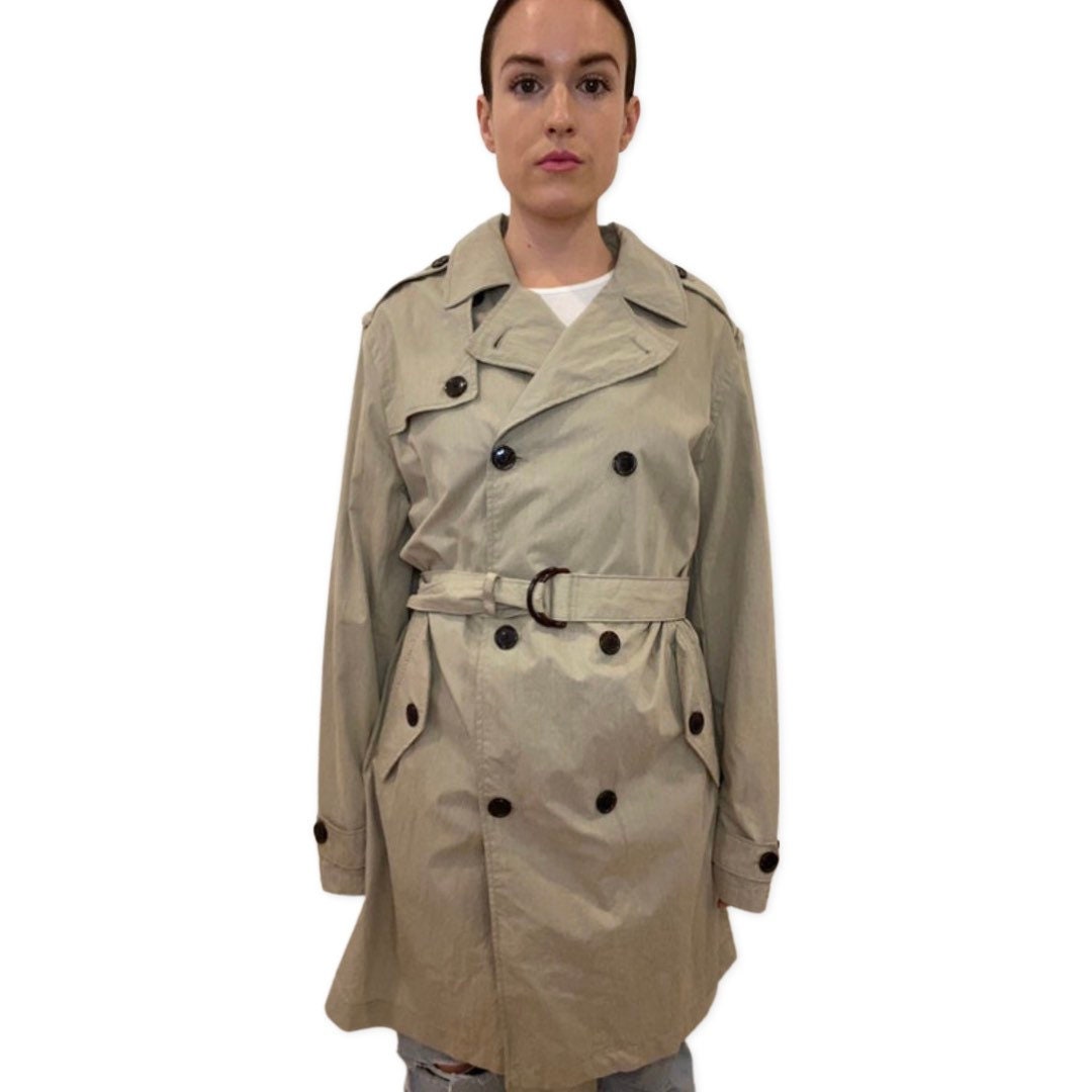 Beige Trench Coat, Jackets and Coats, Gap trench coat, beige long jacket, size Large, Overcoat, Y2K Trench, Grunge Fashion