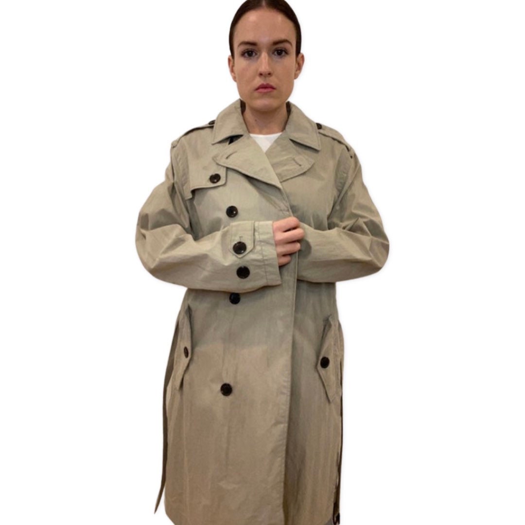 Beige Trench Coat, Jackets and Coats, Gap trench coat, beige long jacket, size Large, Overcoat, Y2K Trench, Grunge Fashion