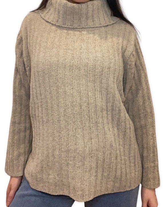Chenille Sweater, 80's Ski, Beige Turtleneck Oversized Knit Sweater, Warm Sweater, Vintage Ski Top, Retro 80s Ski, Nude Sweater, Pullover