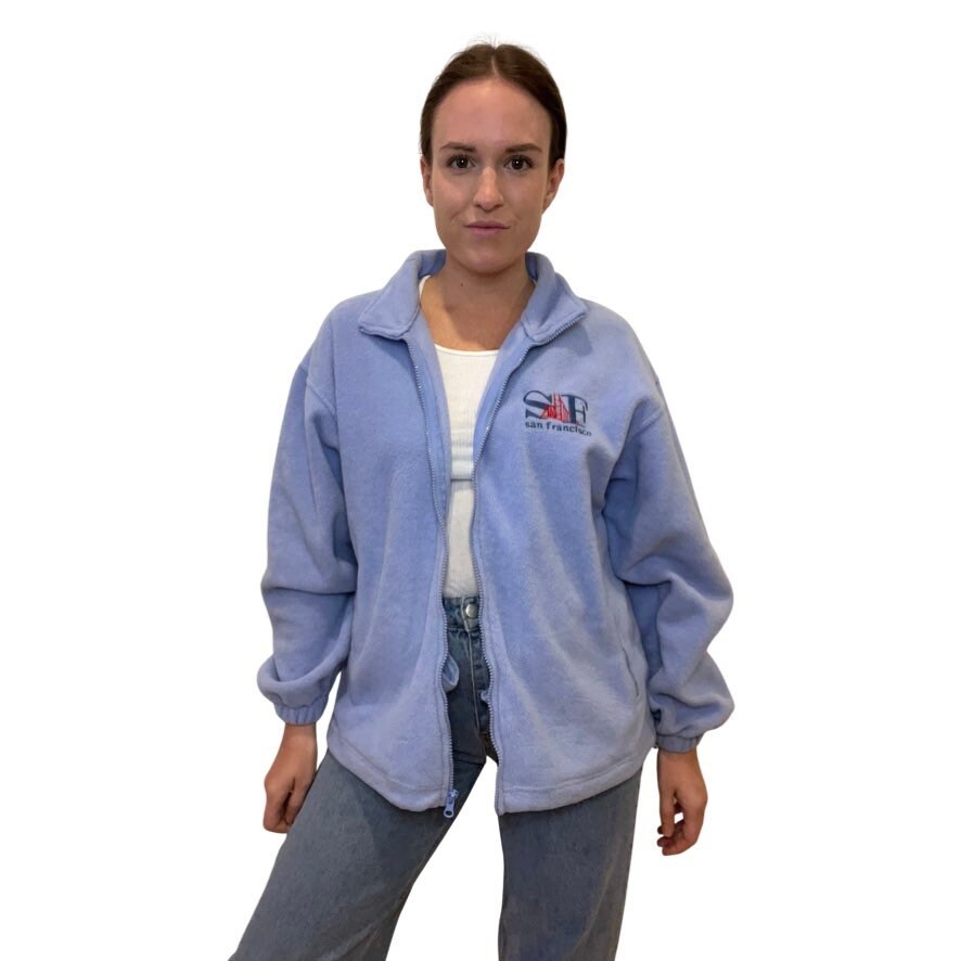 80's Ski Fleece, San Francisco, Vintage Fleece Zip Up Sweater, Powder Blue Fleece Jacket, San Francisco, Vintage 80s ski wear