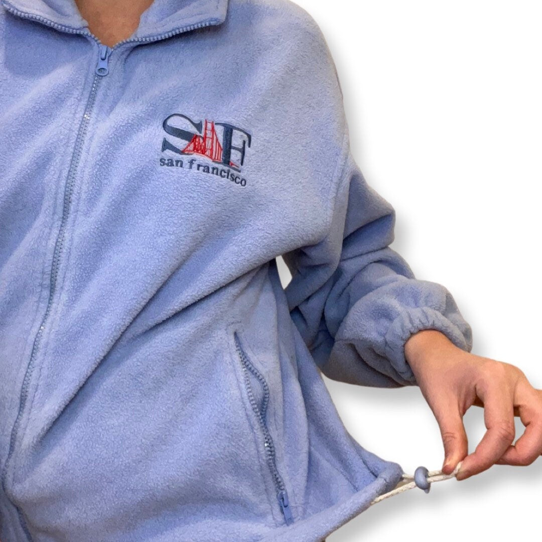 80's Ski Fleece, San Francisco, Vintage Fleece Zip Up Sweater, Powder Blue Fleece Jacket, San Francisco, Vintage 80s ski wear