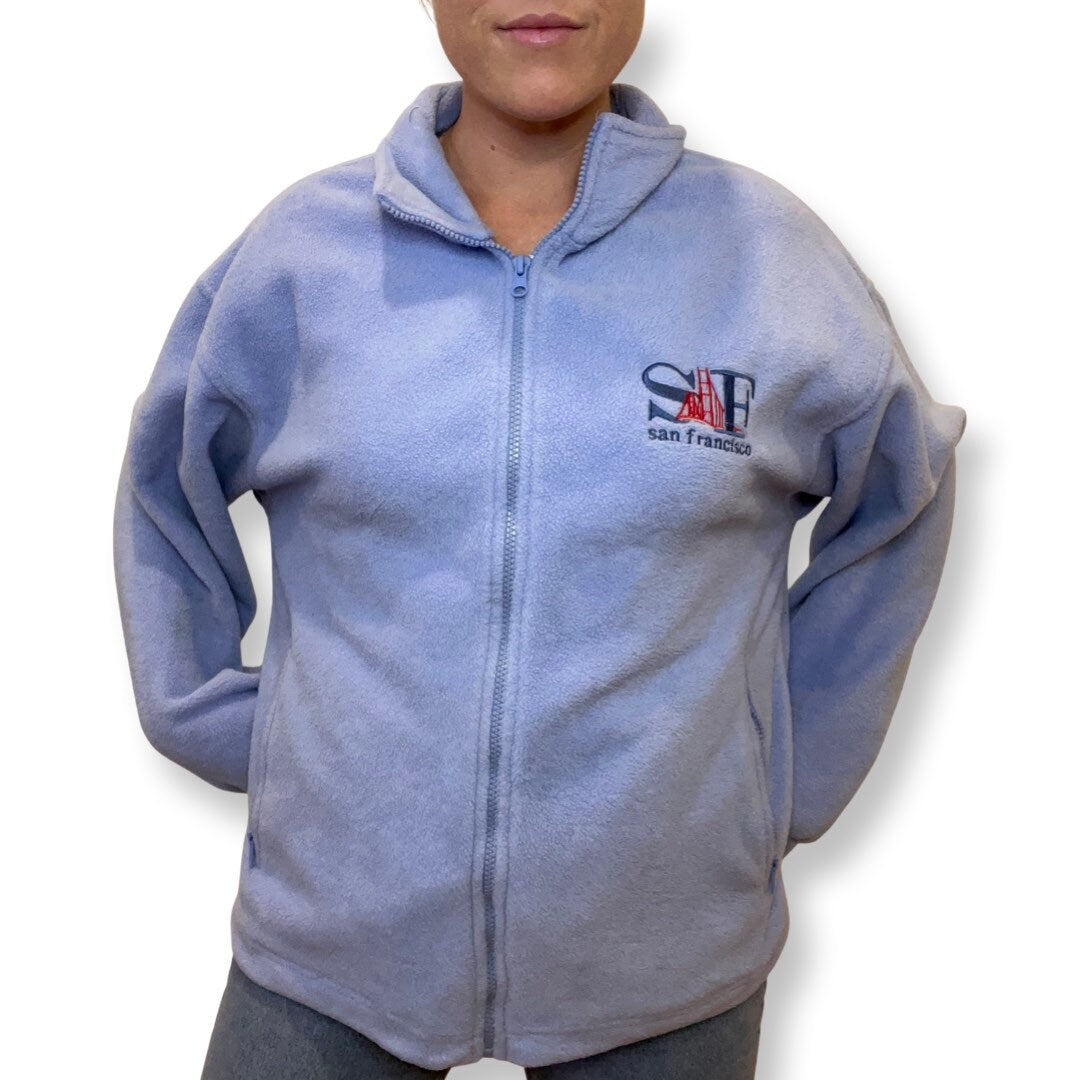 80's Ski Fleece, San Francisco, Vintage Fleece Zip Up Sweater, Powder Blue Fleece Jacket, San Francisco, Vintage 80s ski wear