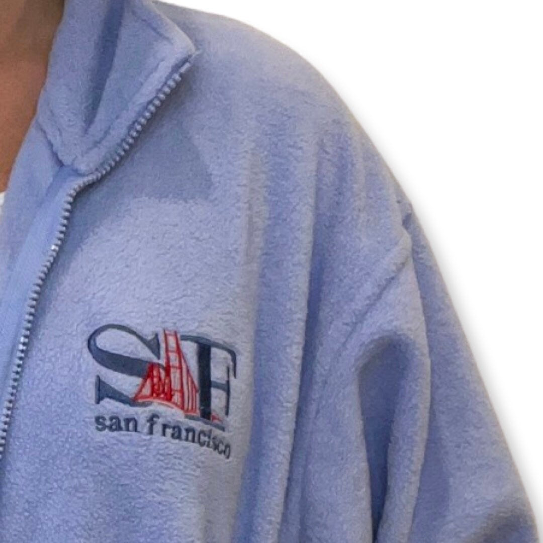 80's Ski Fleece, San Francisco, Vintage Fleece Zip Up Sweater, Powder Blue Fleece Jacket, San Francisco, Vintage 80s ski wear