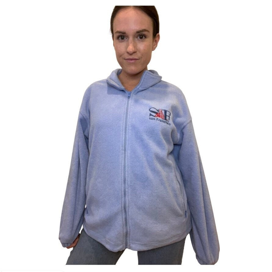 80's Ski Fleece, San Francisco, Vintage Fleece Zip Up Sweater, Powder Blue Fleece Jacket, San Francisco, Vintage 80s ski wear