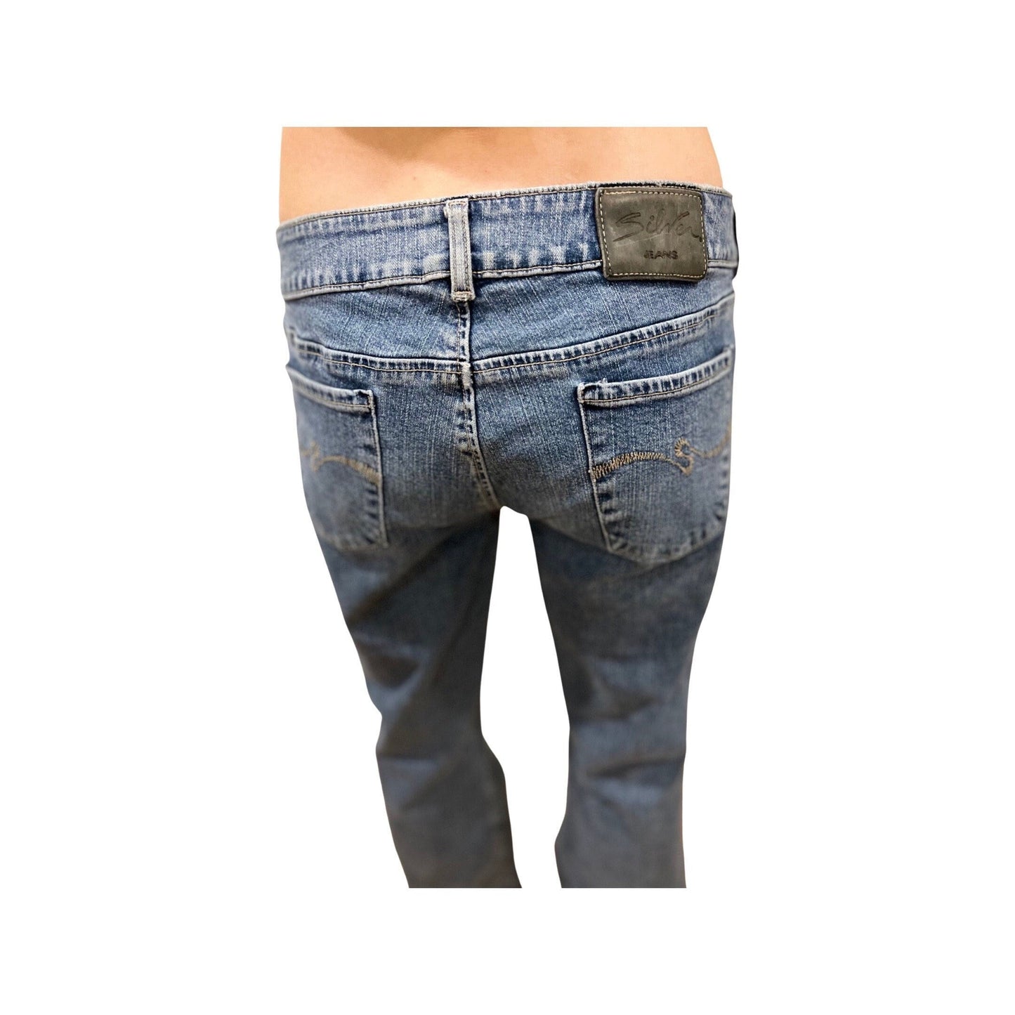 Low Rise Jeans, Y2K Silver Jeans Bell Bottoms Size 31, 2000's Fashion, Flare Leg Jeans, Small