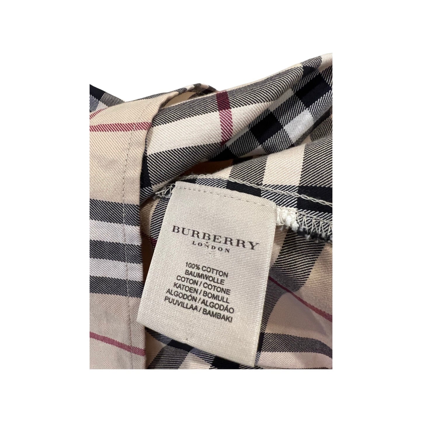Burberry Vintage Tartan Print Long Sleeve Blouse, Traditional Print, Fitted Button Down Top, XS,