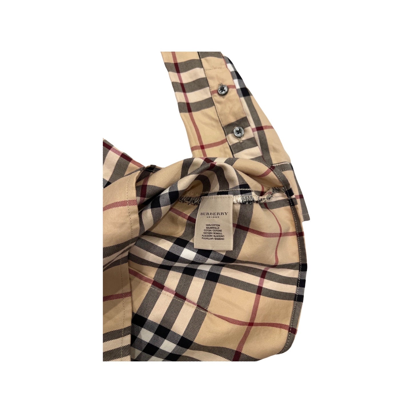 Burberry Vintage Tartan Print Long Sleeve Blouse, Traditional Print, Fitted Button Down Top, XS,