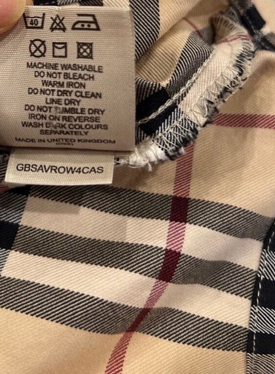 Burberry Vintage Tartan Print Long Sleeve Blouse, Traditional Print, Fitted Button Down Top, XS,