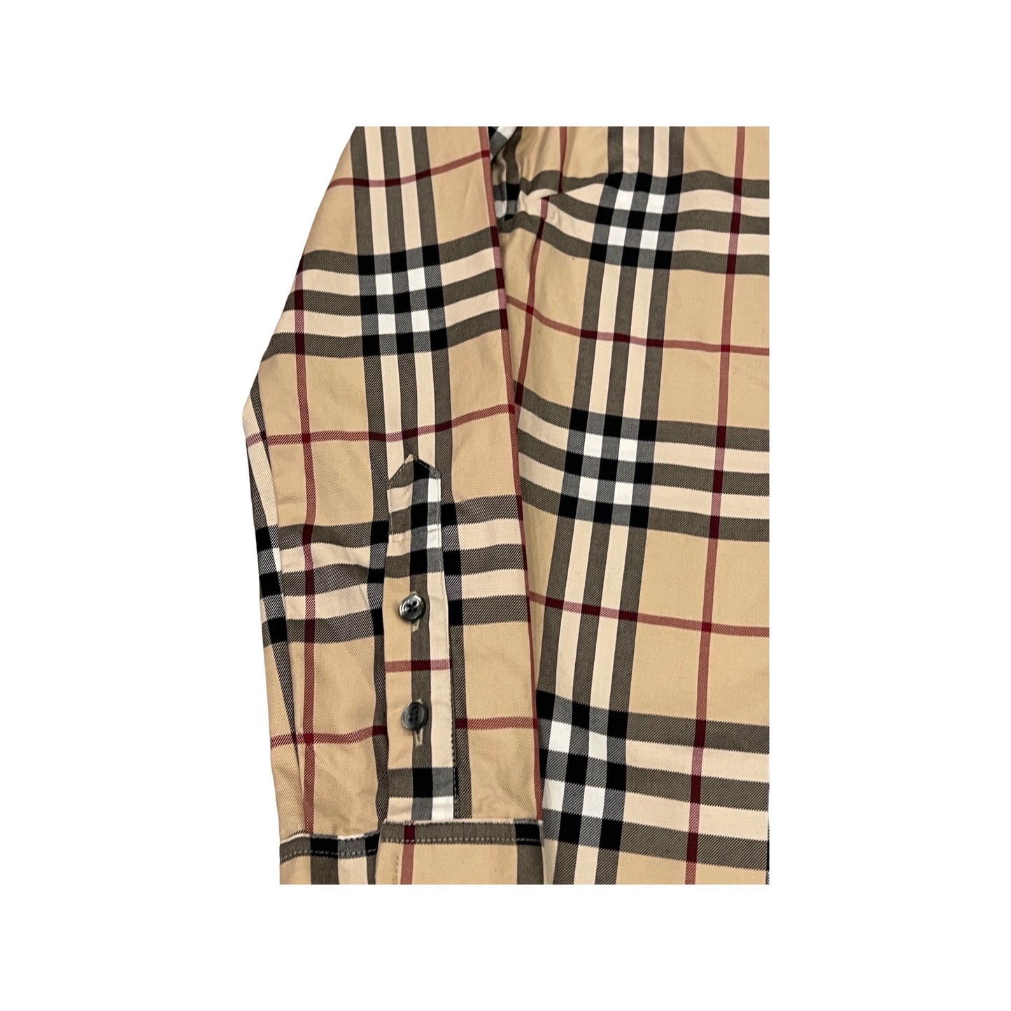 Burberry Vintage Tartan Print Long Sleeve Blouse, Traditional Print, Fitted Button Down Top, XS,