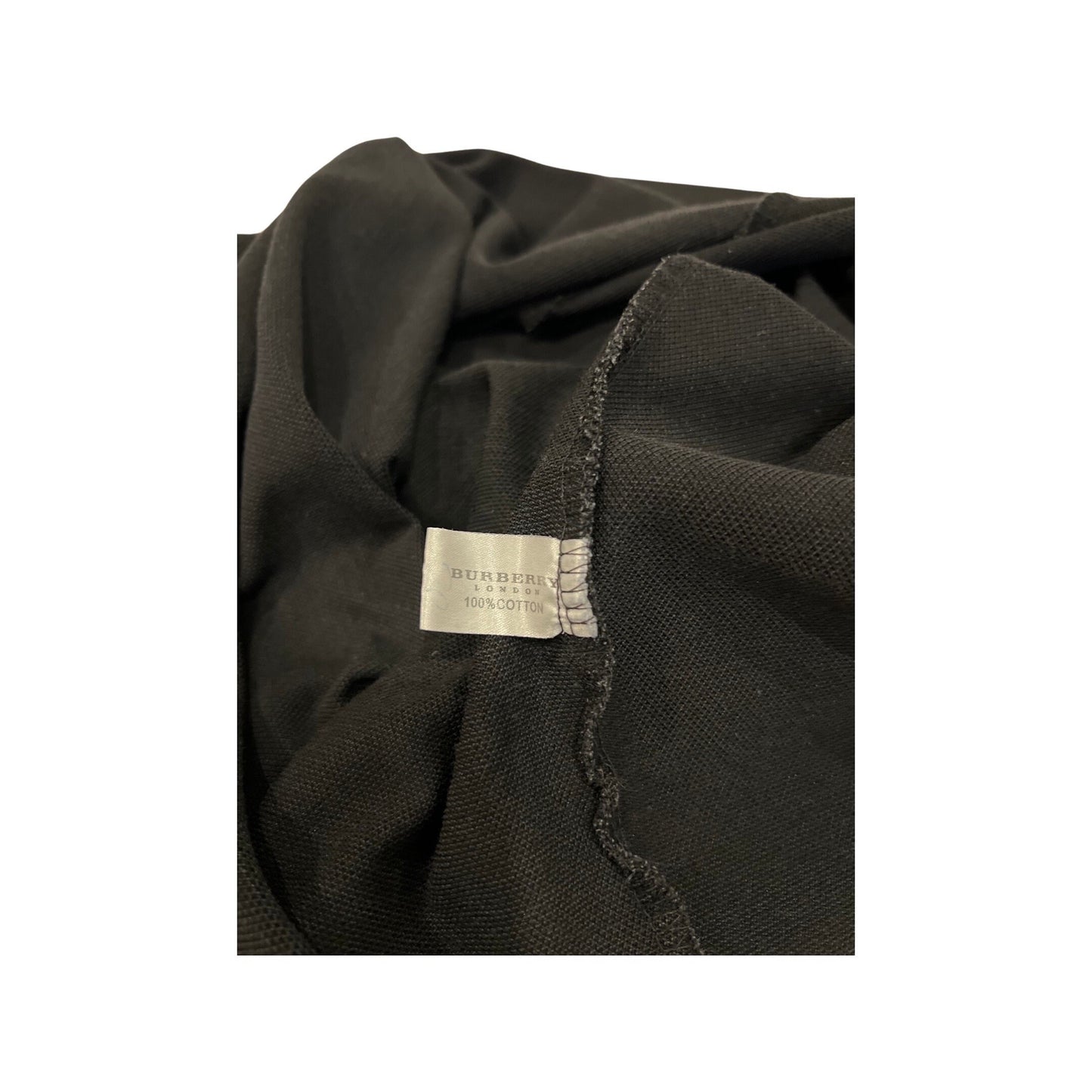 Burberry Vintage Long Sleeve Polo, Tartan Print, Black Long Sleeve Polo, XL