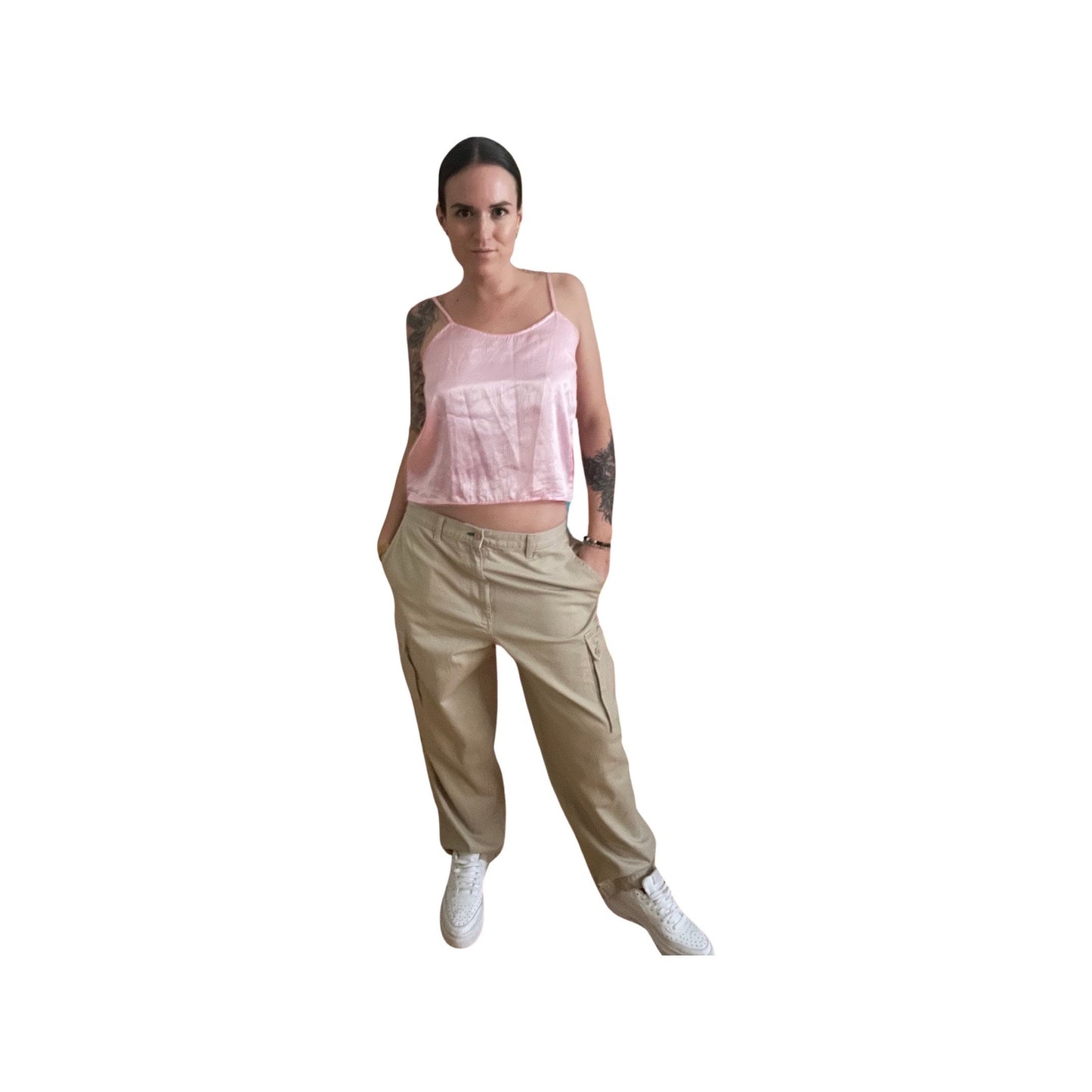 Y2K Cargo Pants - Perfect Baggy Beige Tommy Hilfiger - Wide Leg Cool Fit, Size 36 (Fits like Large), Vintage Streetwear
