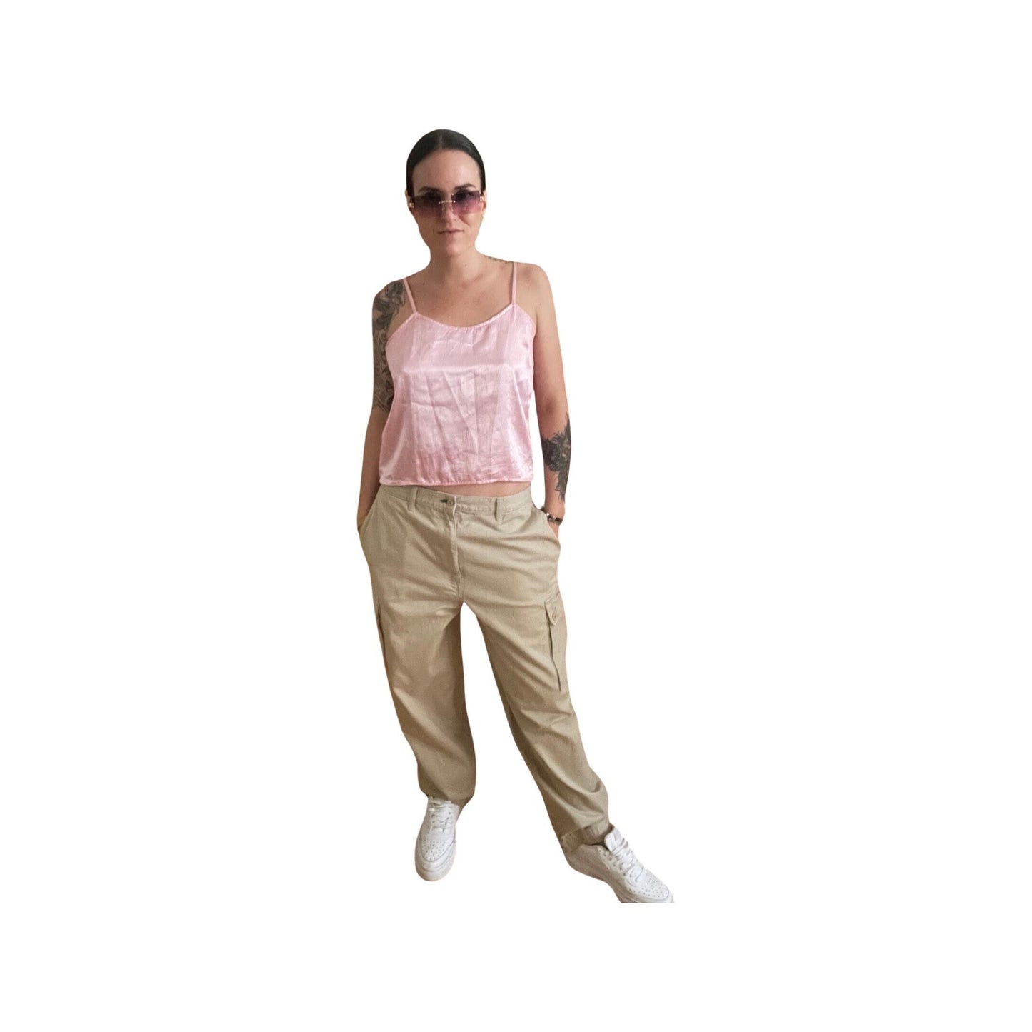 Y2K Cargo Pants - Perfect Baggy Beige Tommy Hilfiger - Wide Leg Cool Fit, Size 36 (Fits like Large), Vintage Streetwear