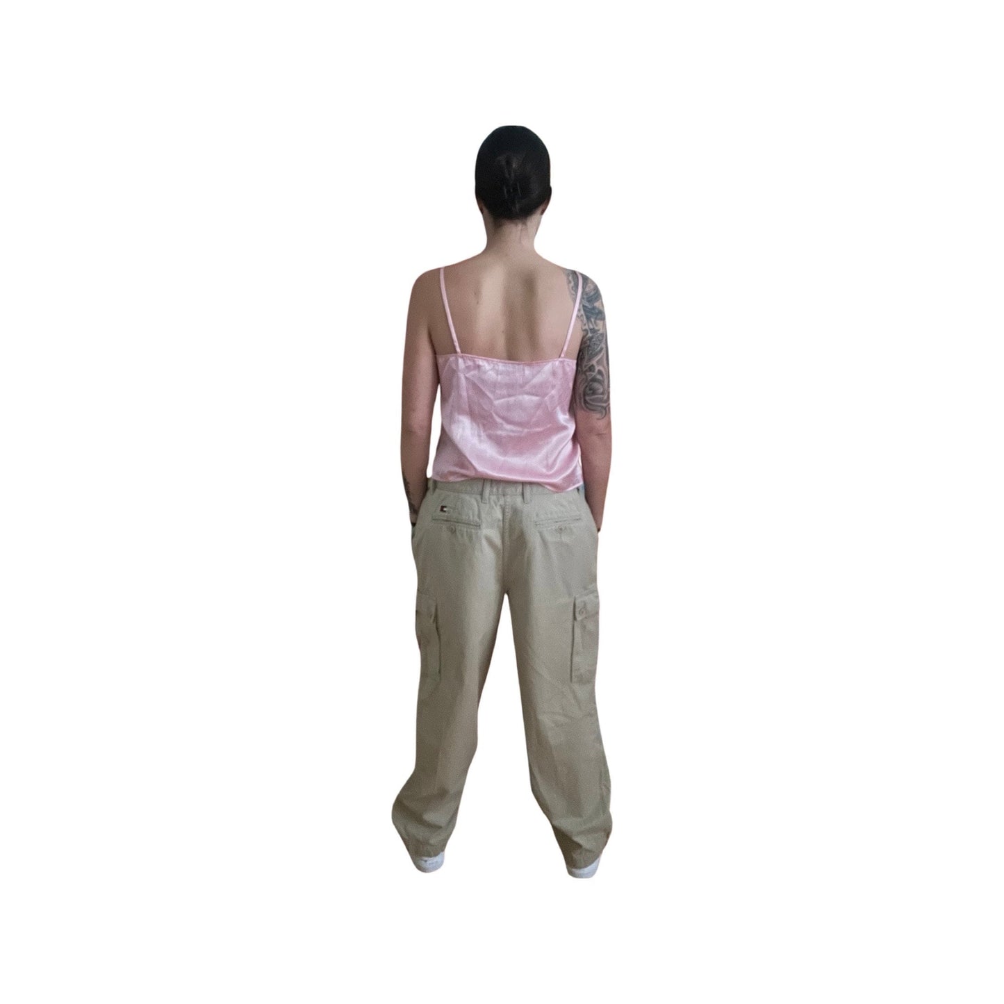 Y2K Cargo Pants - Perfect Baggy Beige Tommy Hilfiger - Wide Leg Cool Fit, Size 36 (Fits like Large), Vintage Streetwear