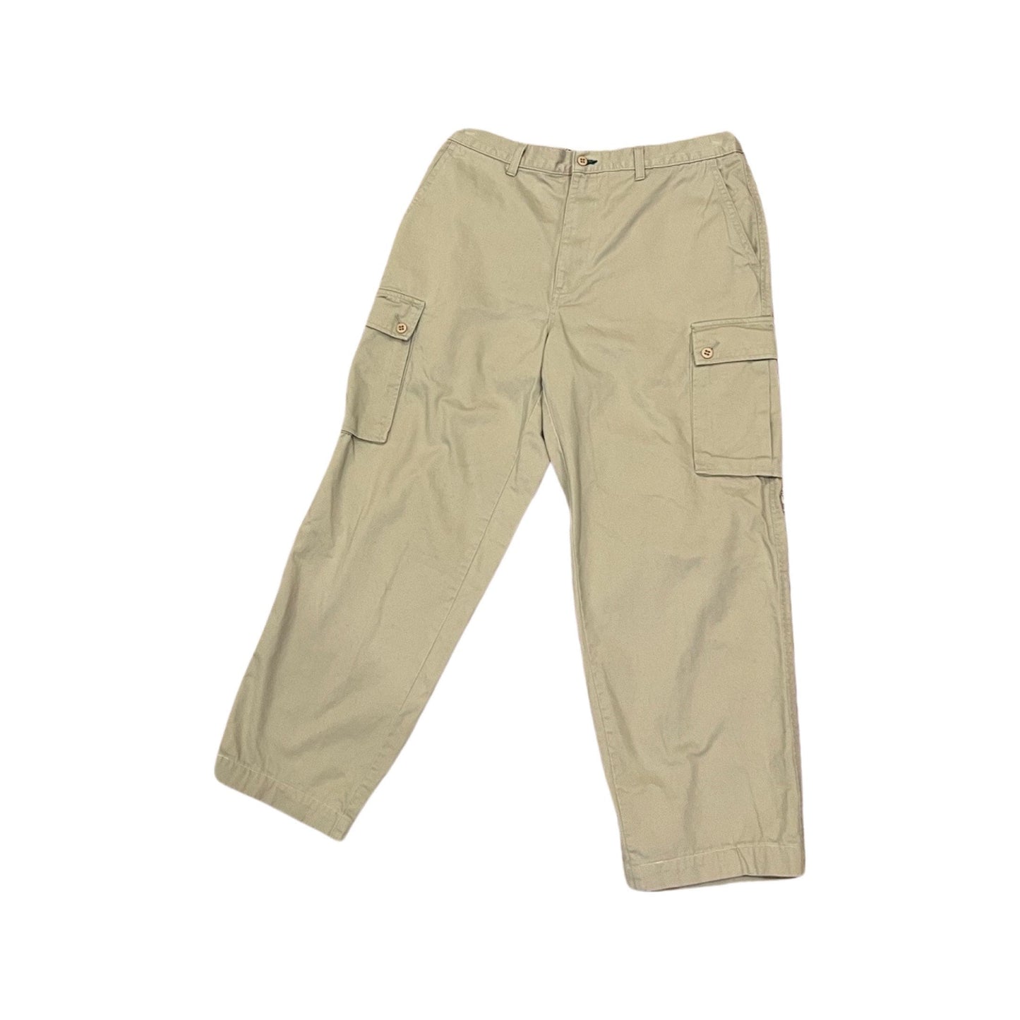 Y2K Cargo Pants - Perfect Baggy Beige Tommy Hilfiger - Wide Leg Cool Fit, Size 36 (Fits like Large), Vintage Streetwear