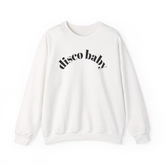 Disco Baby Crewneck Sweatshirt, Unisex Sweatshirt, Retro Apparel, Gift for Music Lovers, Disco Party Wear, Comfortable Fashion