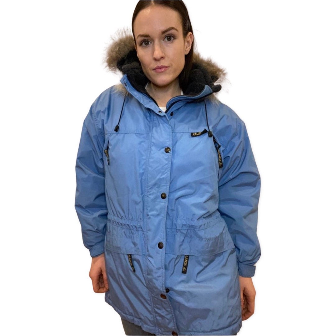 80's Ski Parka, Light Blue Retro Ski Jacket, 1980s Winter Parka, Down Fill Winter Jacket, Medium, Pastel Blue, Goose Down fill