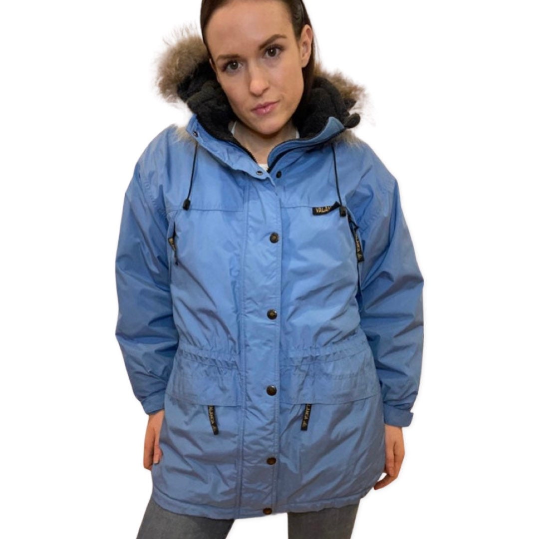 80's Ski Parka, Light Blue Retro Ski Jacket, 1980s Winter Parka, Down Fill Winter Jacket, Medium, Pastel Blue, Goose Down fill