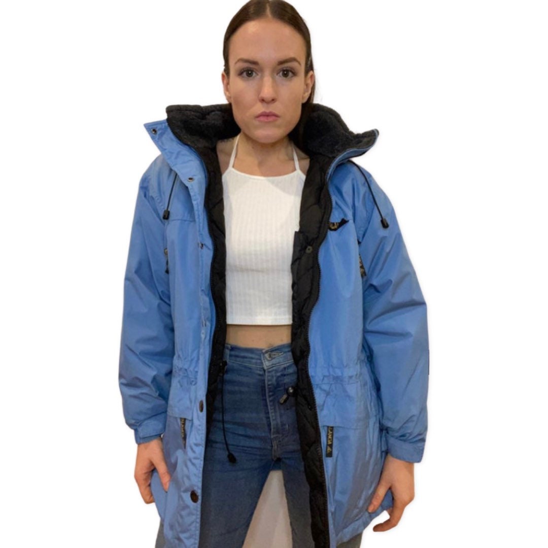 80's Ski Parka, Light Blue Retro Ski Jacket, 1980s Winter Parka, Down Fill Winter Jacket, Medium, Pastel Blue, Goose Down fill