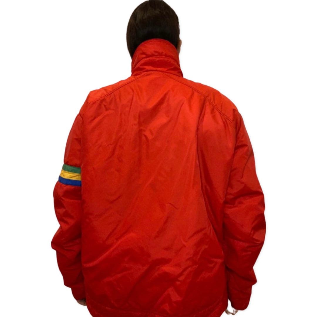 80's Ski Jacket, Rainbow,  Jackets and Coats, Winter Parka, Retro Ski Jacket, Bright Red, 1980s Coat, Vintage Winter Coat