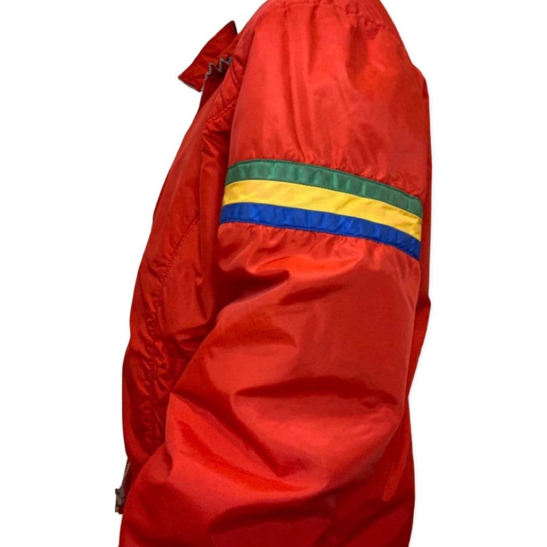 80's Ski Jacket, Rainbow,  Jackets and Coats, Winter Parka, Retro Ski Jacket, Bright Red, 1980s Coat, Vintage Winter Coat