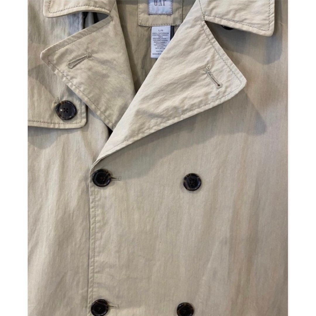 Beige Trench Coat, Jackets and Coats,  Gap trench coat, beige long jacket, size Large, Overcoat, Y2K Trench, Grunge Fashion