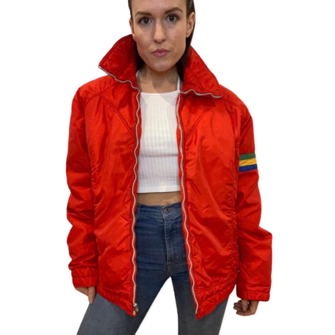 80's Ski Jacket, Rainbow,  Jackets and Coats, Winter Parka, Retro Ski Jacket, Bright Red, 1980s Coat, Vintage Winter Coat