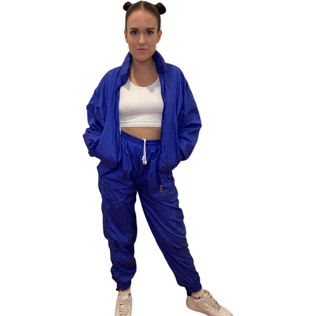 Puma Tracksuit, 80's Ski, Two Piece Blue Track Suit, Rain Suit, Matching Jacket & Pants, Splash Suit, Retro Ski, Waterproof Matching Set