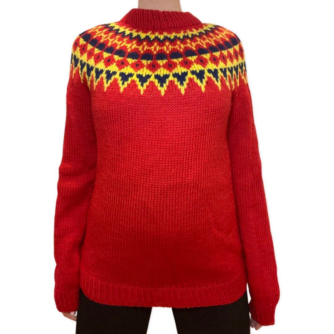 80's Ski Sweater, Knit, Crew Neck Sweater, Retro Ski Wear, Vintage Jumper, Oversized Knit Sweater, 1980s fashion, Womens Sweater