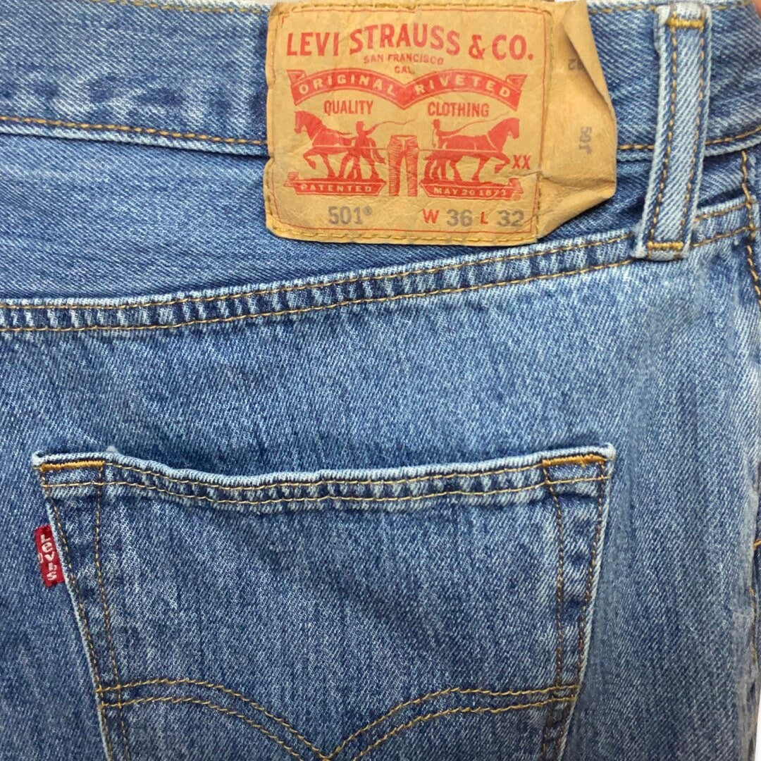 Vintage Levis 501XX jeans, Levi denim pants, blue wash jeans, 90s denim, wide leg denim, baggy jeans, size W36 L32, 100% cotton, relaxed fit