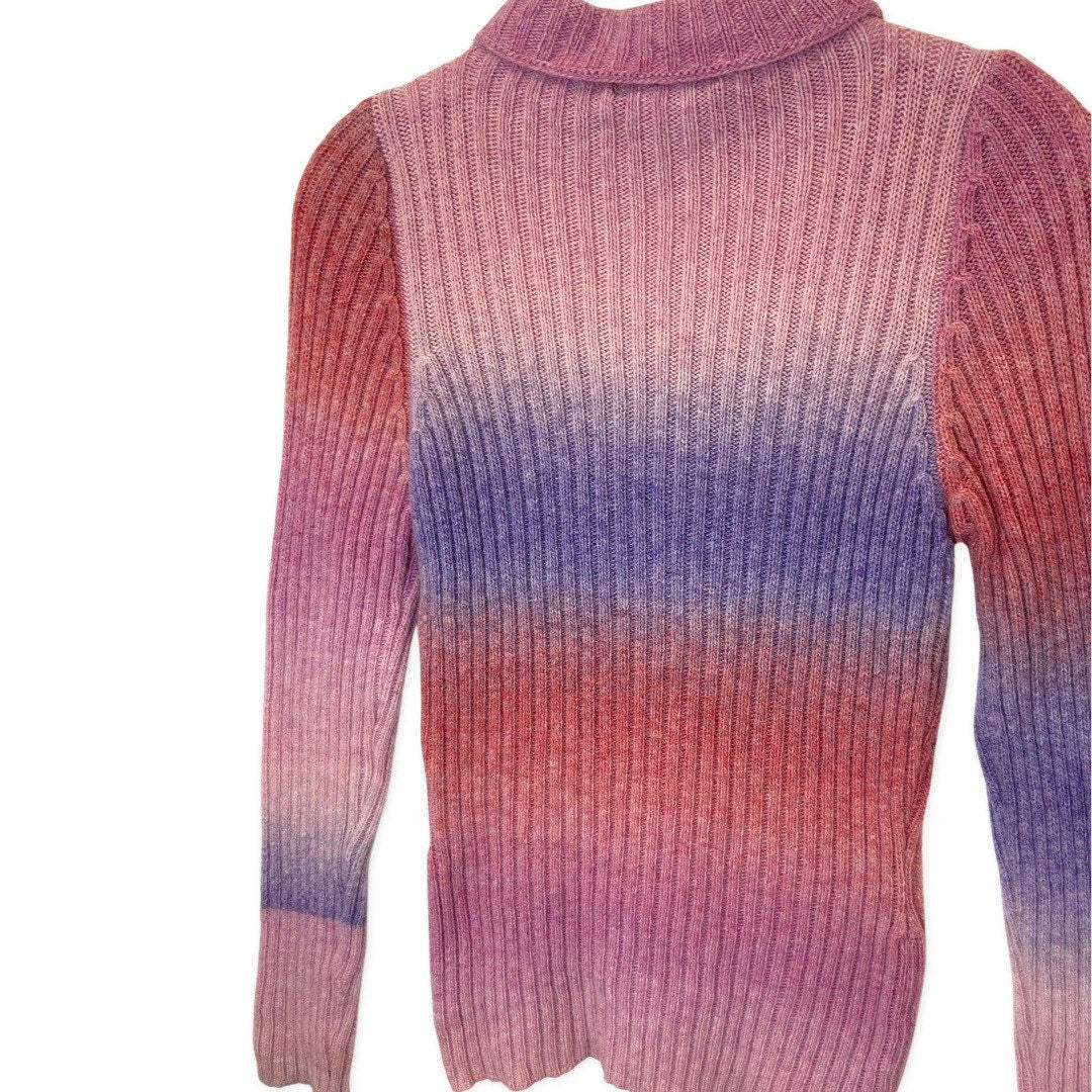 Italian Wool Turtleneck, Xs, Vintage Retro Ski Wear, Turtle Neck Sweater, Ombre multi coloured, 1980s fashion, Womens xs Sweater