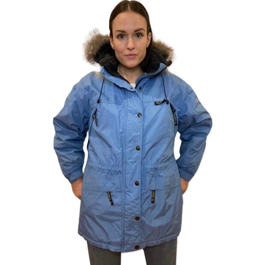 80's Ski Parka, Light Blue Retro Ski Jacket, 1980s Winter Parka, Down Fill Winter Jacket, Medium, Pastel Blue, Goose Down fill