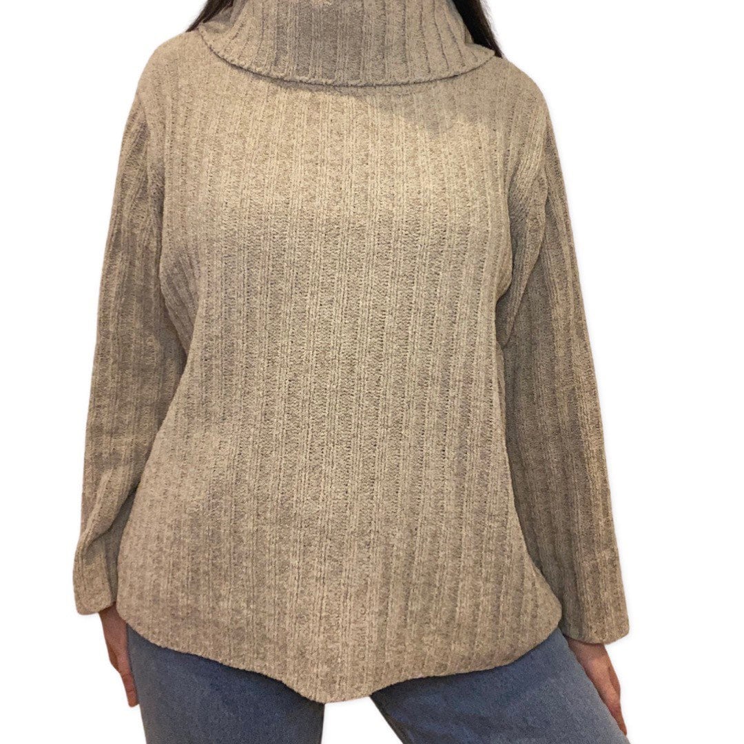 Chenille Sweater, 80's Ski, Beige Turtleneck Oversized Knit Sweater, Warm Sweater, Vintage Ski Top, Retro 80s Ski, Nude Sweater, Pullover