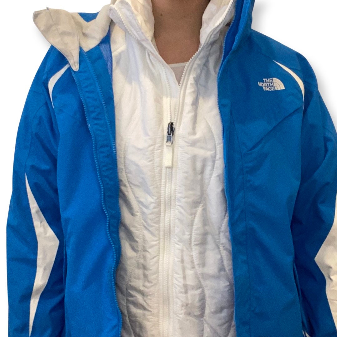 North Face Jacket, Y2K Ski Jacket, 2 in 1 jacket, Vintage Winter Jacket, Retro Ski Suit, Down Filled White Light Jacket, Blue Windbreaker