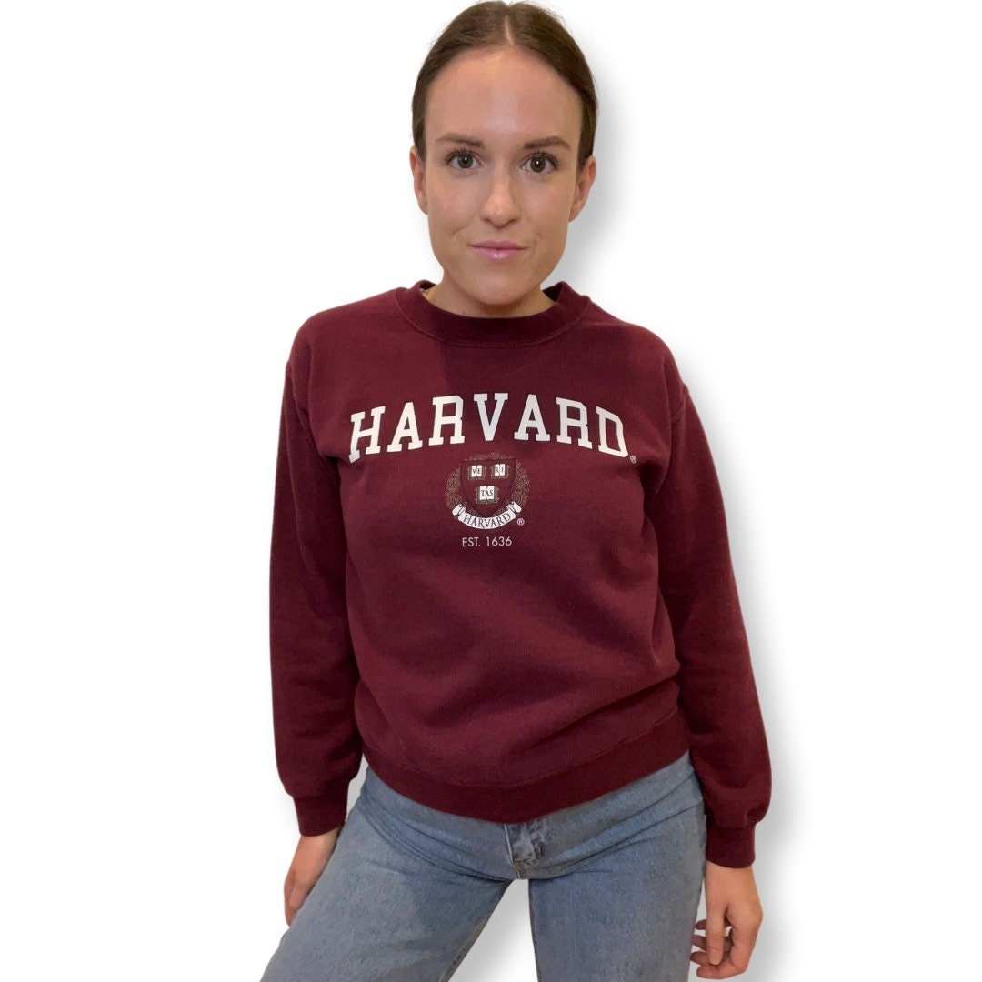 Harvard Crewneck Sweater, Size Small, Pullover, Vintage Harvard University Sweatshirt, Cotton Blend Gildan Sweater, Burgundy, Jumper