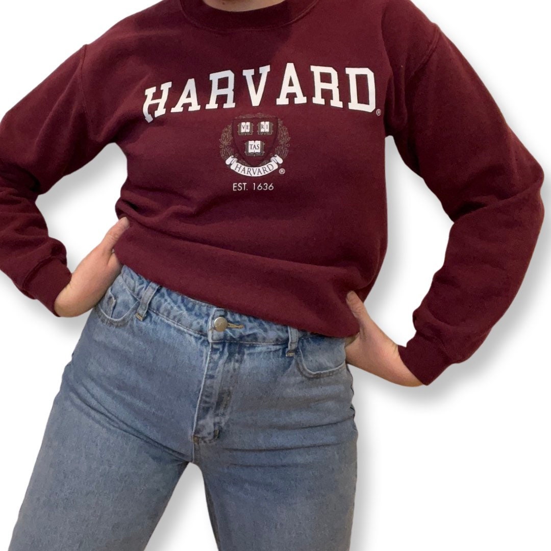 Harvard Crewneck Sweater, Size Small, Pullover, Vintage Harvard University Sweatshirt, Cotton Blend Gildan Sweater, Burgundy, Jumper