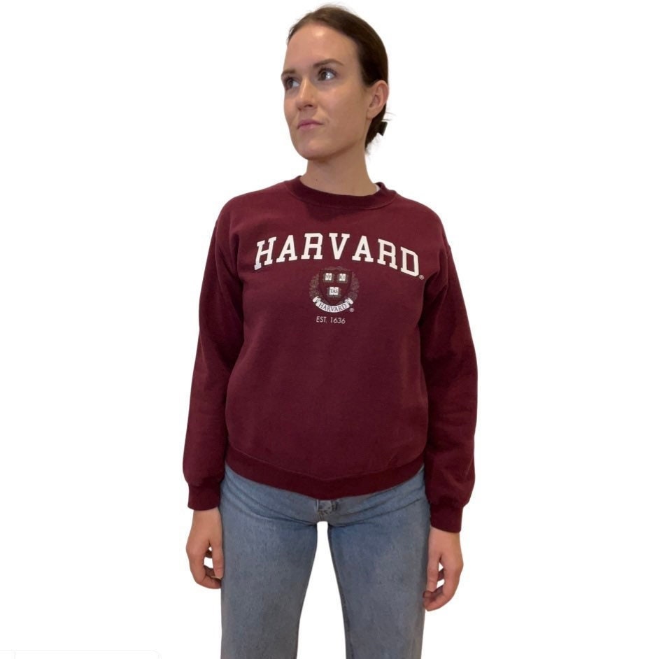 Harvard Crewneck Sweater, Size Small, Pullover, Vintage Harvard University Sweatshirt, Cotton Blend Gildan Sweater, Burgundy, Jumper