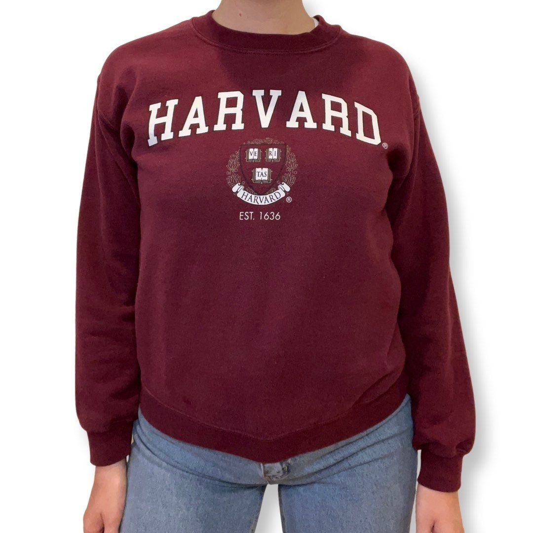 Harvard Crewneck Sweater, Size Small, Pullover, Vintage Harvard University Sweatshirt, Cotton Blend Gildan Sweater, Burgundy, Jumper