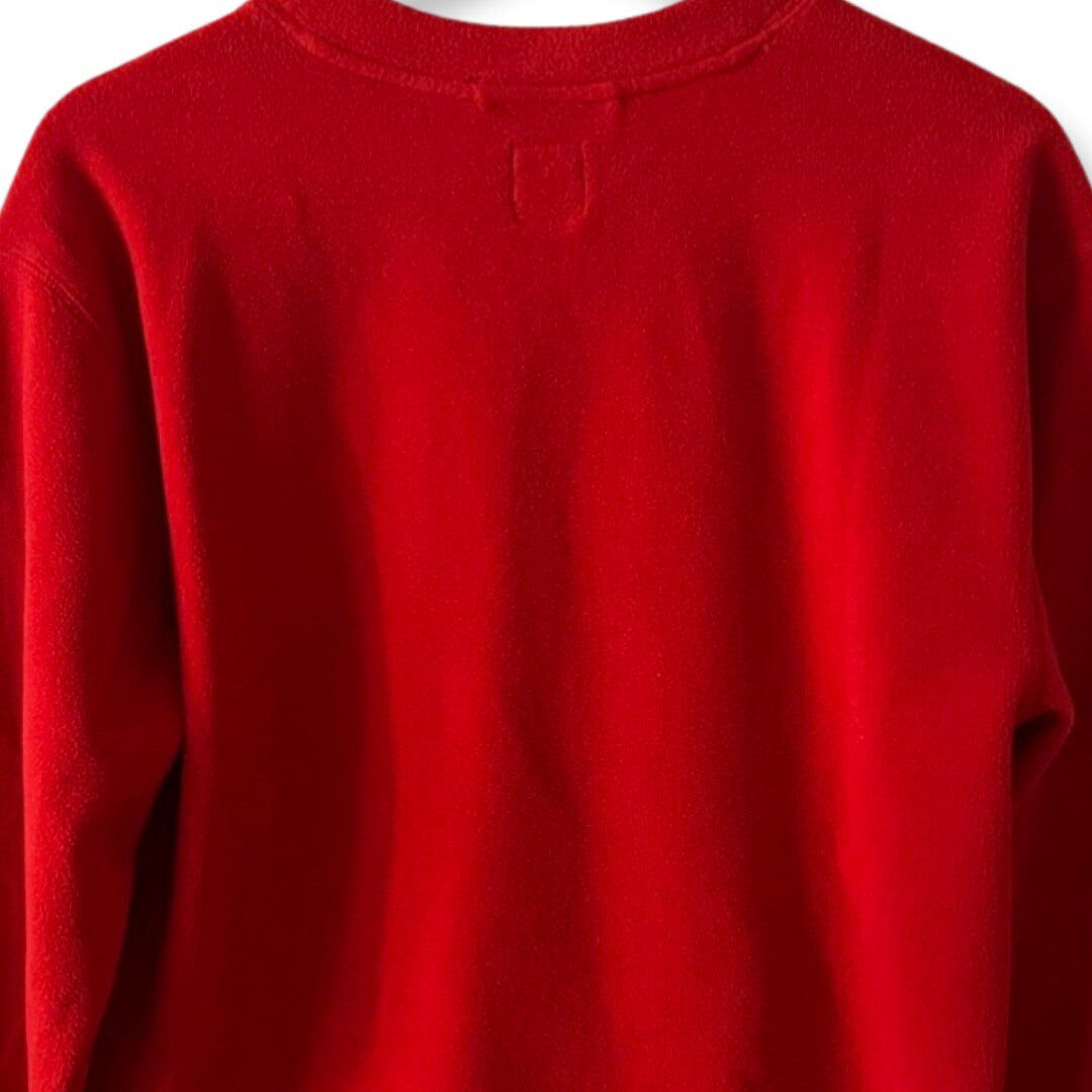 80's Ski Fleece, GAP Vintage Fleece V-neck Sweater, Long Sleeve Red Warm Fleece Shirt, XS