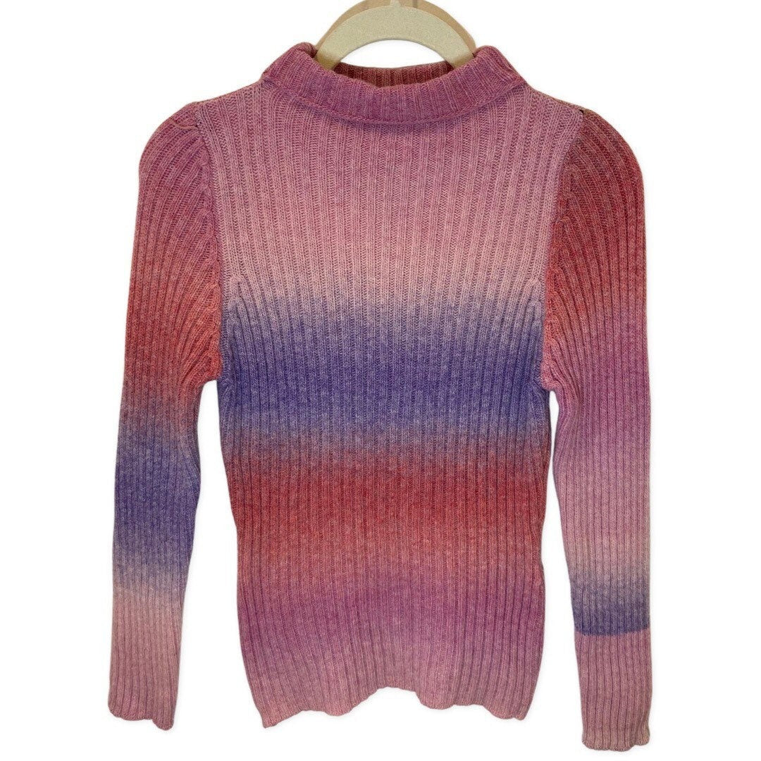 Italian Wool Turtleneck, Xs, Vintage Retro Ski Wear, Turtle Neck Sweater, Ombre multi coloured, 1980s fashion, Womens xs Sweater
