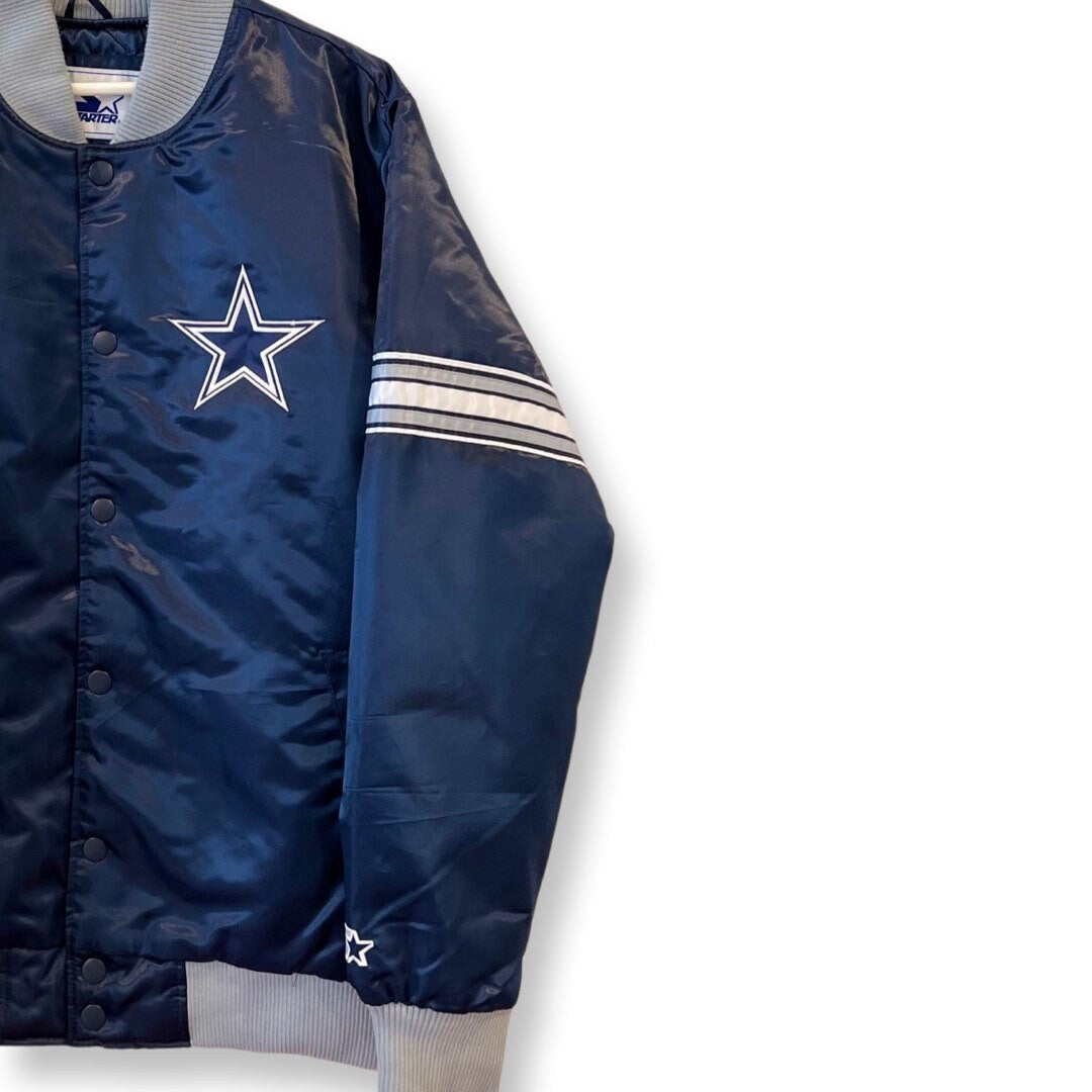 Dallas COWBOYS STARTER Jacket, Vintage Varsity Jacket, Vintage 80s Starter Jacket, Size Large, Satin Bomber, NFL Streetwear