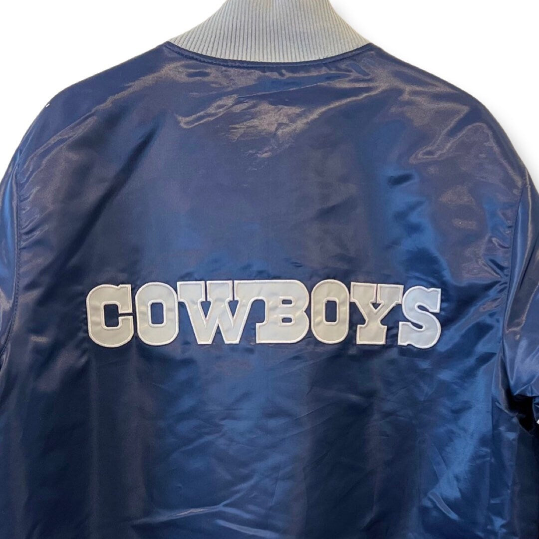 Dallas COWBOYS STARTER Jacket, Vintage Varsity Jacket, Vintage 80s Starter Jacket, Size Large, Satin Bomber, NFL Streetwear