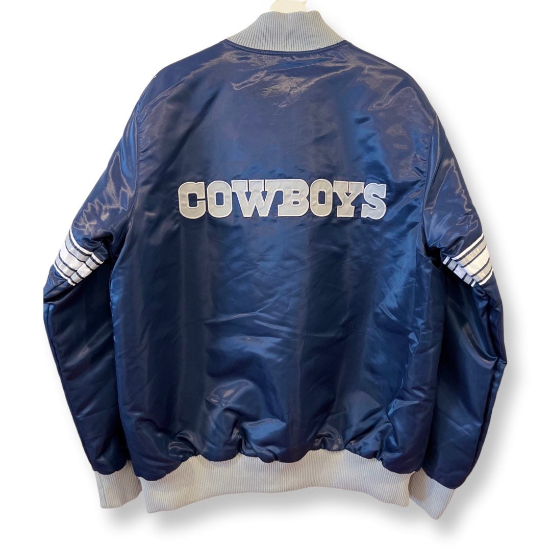 Dallas COWBOYS STARTER Jacket, Vintage Varsity Jacket, Vintage 80s Starter Jacket, Size Large, Satin Bomber, NFL Streetwear