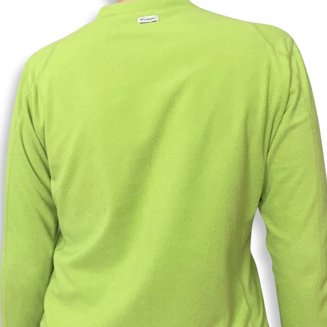 80'S Ski Fleece, Lime Green Fleece, Quarter Zip Up Pullover, Vintage Fleece Sweater, Vintage Columbia, Green, Medium, Large, Hiking Sweater